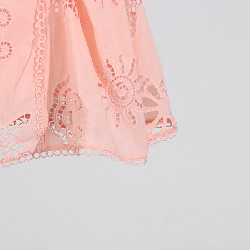 Holiday style suspender embroidery dress for women