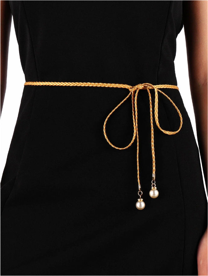Boho style braided waist rope women's belt