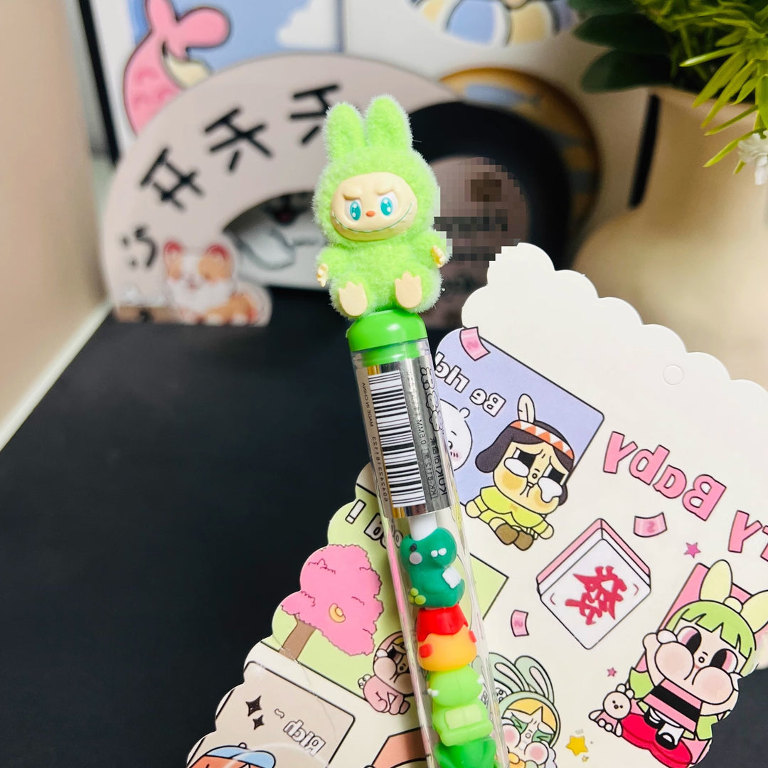 Labubu flocking deco gel pen cute student creative labubu pen