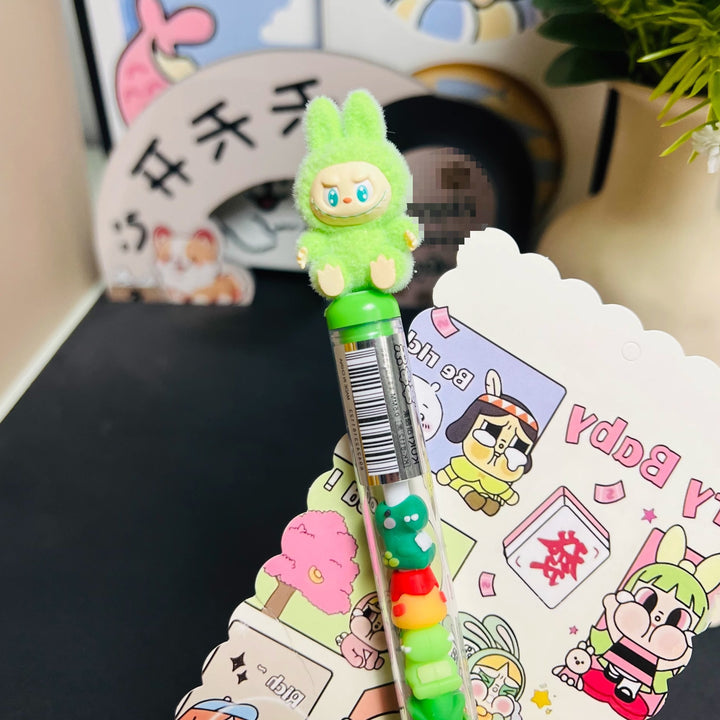 Labubu flocking deco gel pen cute student creative labubu pen
