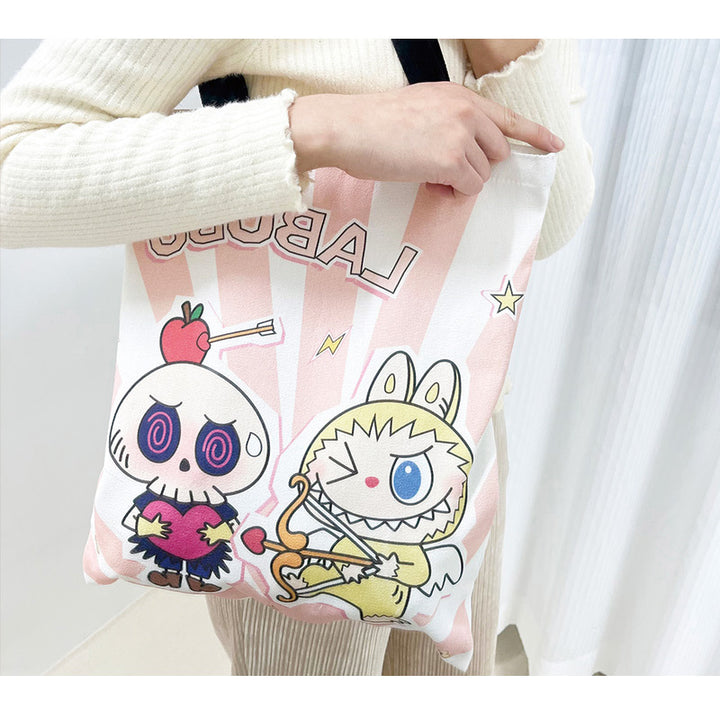 Labubu canvas shoulder bag large capacity tote bag