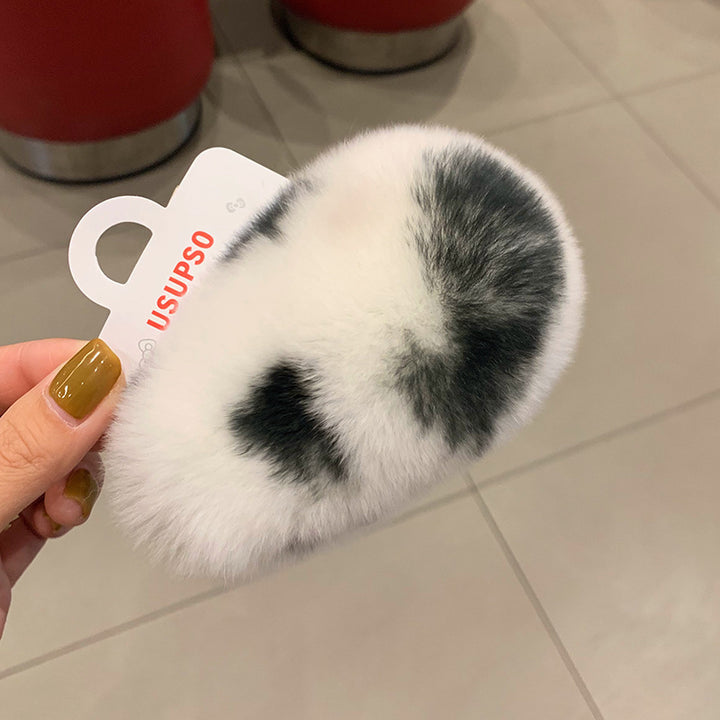 Leopard Furry plush hair clip for girls women