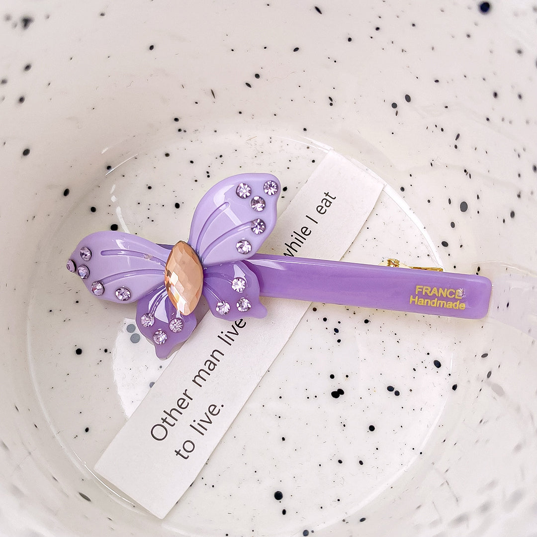 Diamond butterfly duckbill hair clip