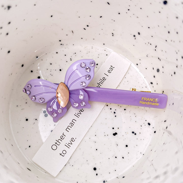 Diamond butterfly duckbill hair clip