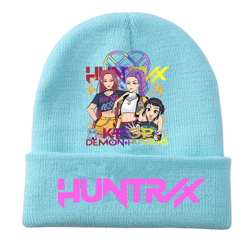 Kpop Demon Hunters knitted beanie hat-blue