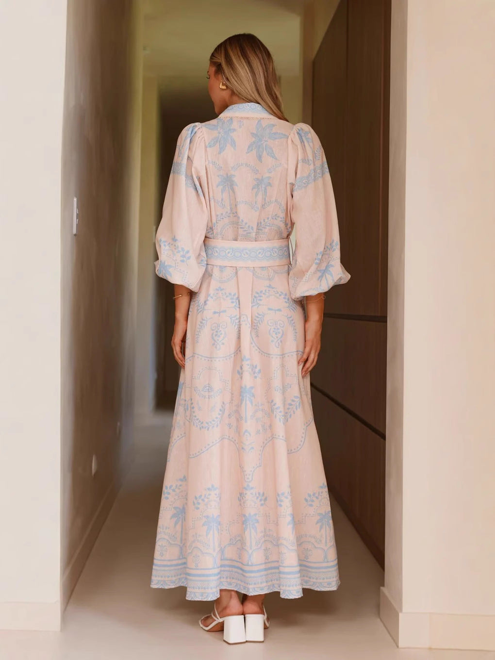 Women Floral Boho Long Sleeve Maxi Dress