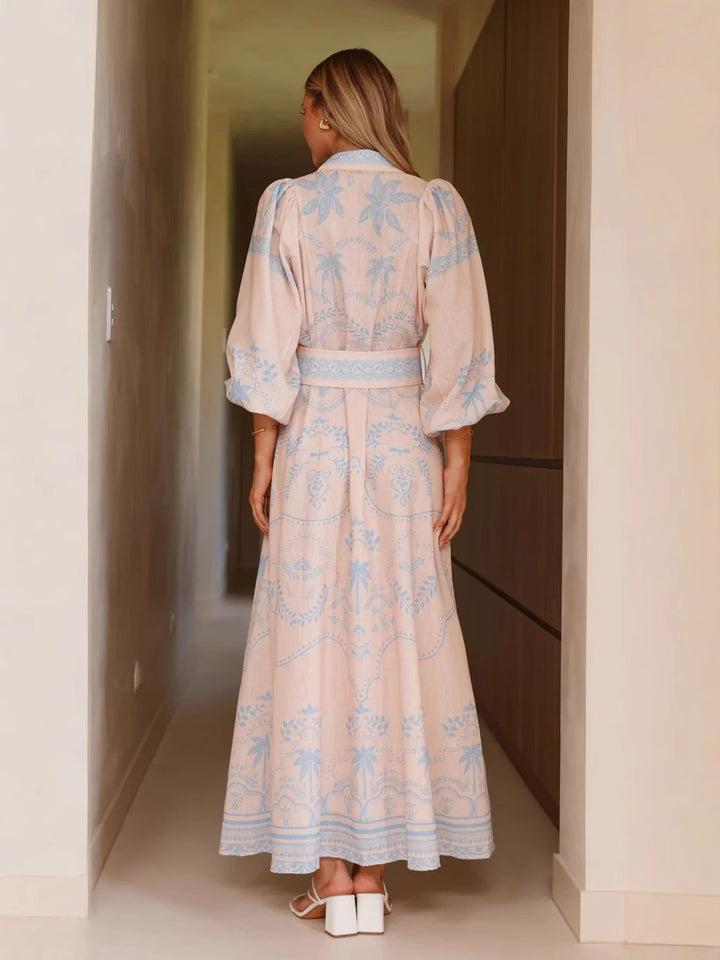 Women Floral Boho Long Sleeve Maxi Dress