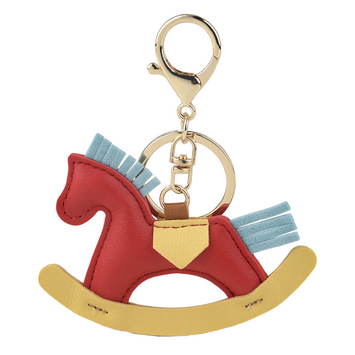 Childhood wooden horse keychain Rocking Horse pendant