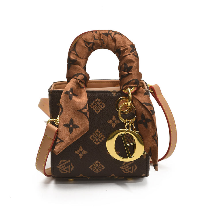 Mini square retro print handbag crossbody bag