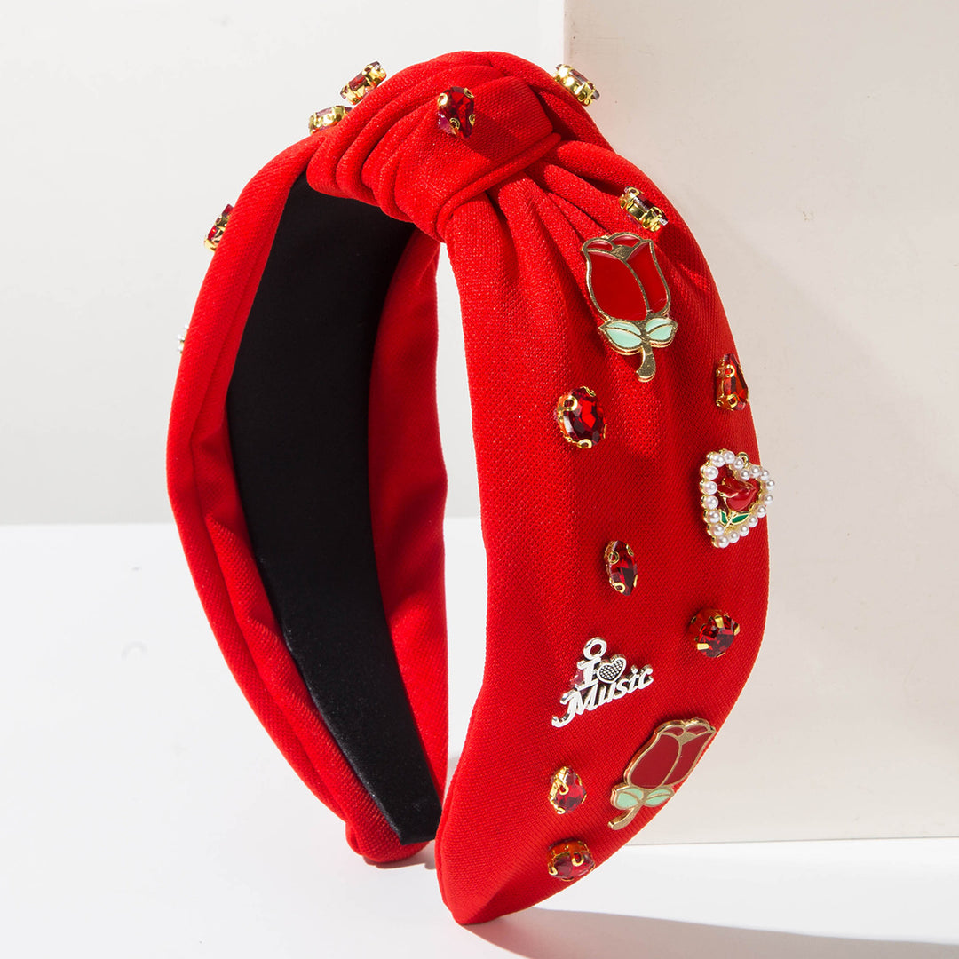 Valentine's day diamond bowknot sweet pink knotted Headband