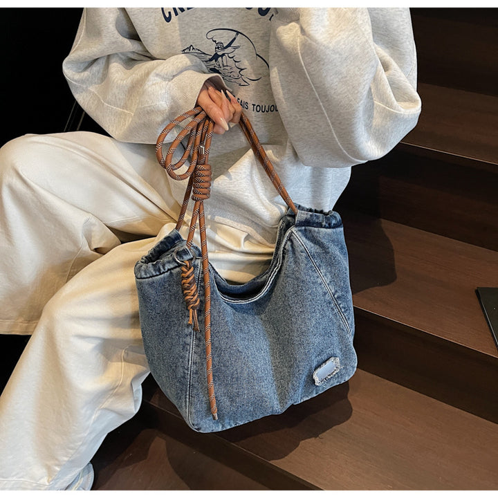 Large capacity denim tote bag shoulder bag
