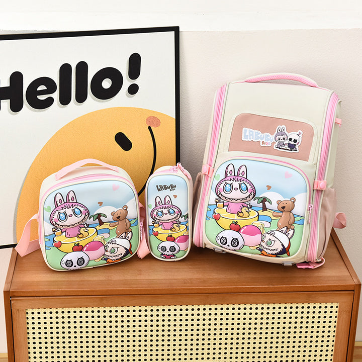 3D hard shell student labubu backpack student backpack 3pcs set