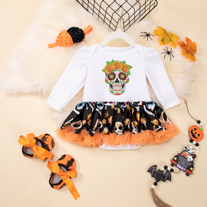 Halloween long-sleeved romper&baby shoes 3pcs set