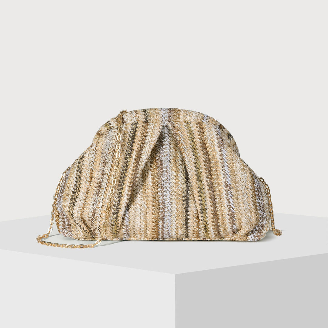 Women's Straw Woven colorful striped Clutch Handbags