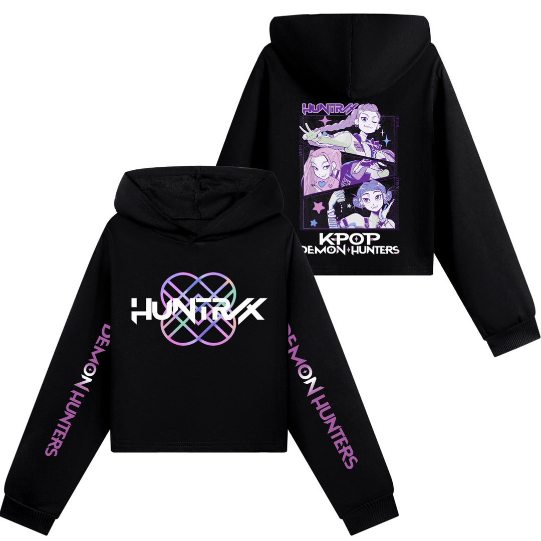 KDH K-pop inspired cropped hooded sweatshirt