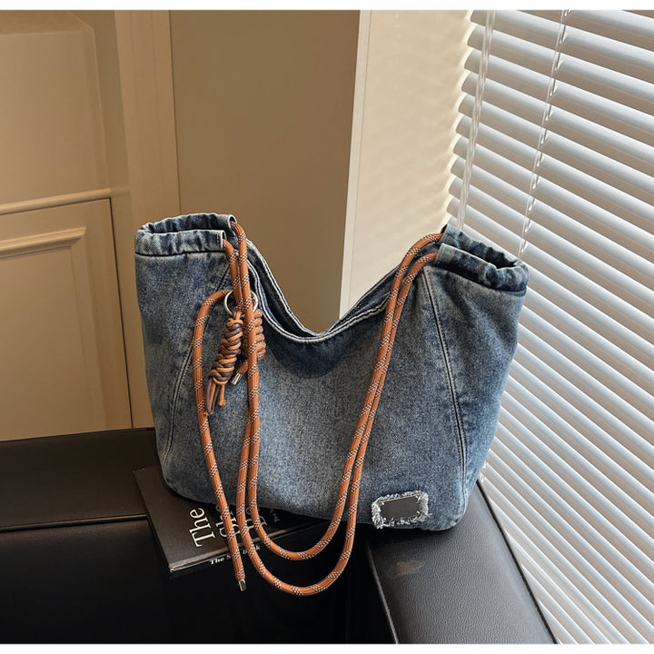Large capacity denim tote bag shoulder bag