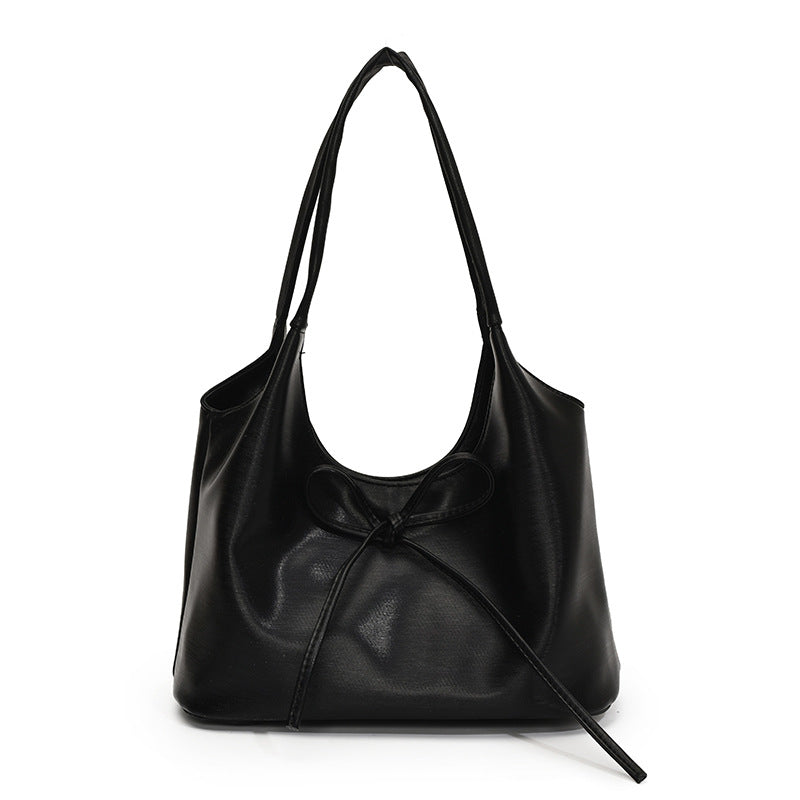 Bowknot PU leather large capacity shoulder bag