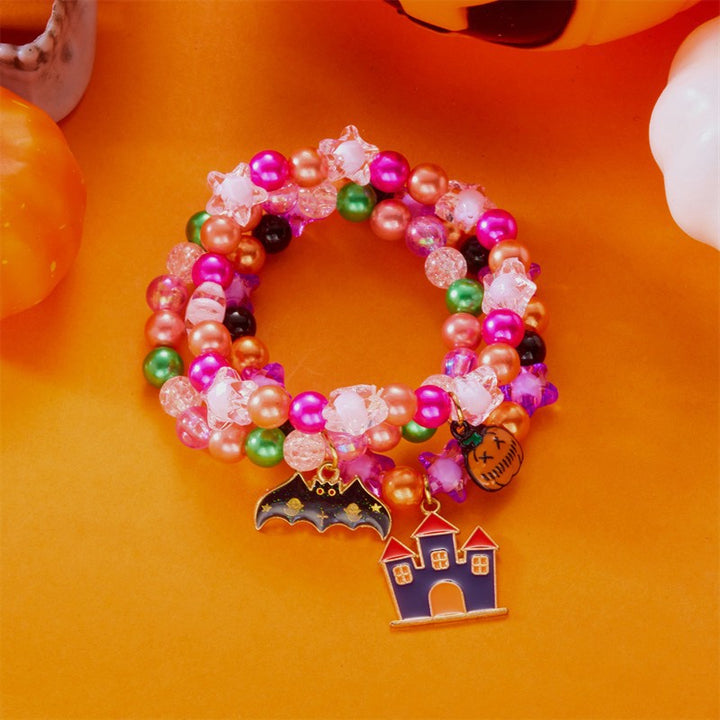 Halloween beaded pumpkin ghost layered bracelet