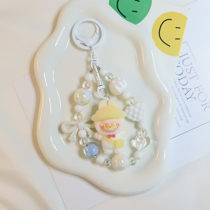 Flocking magic witches labubu Beaded keychain bag pendant gift