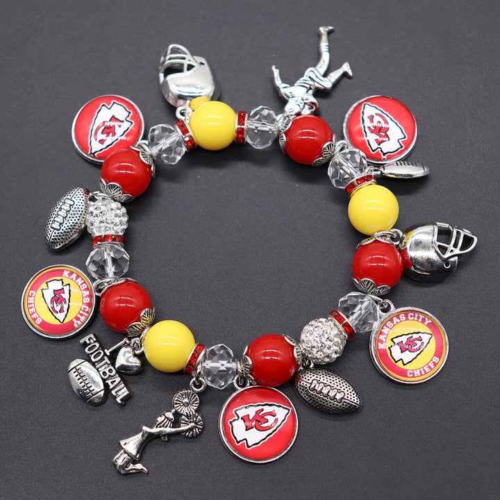 Football Game Day Alloy pendant beaded bracelets