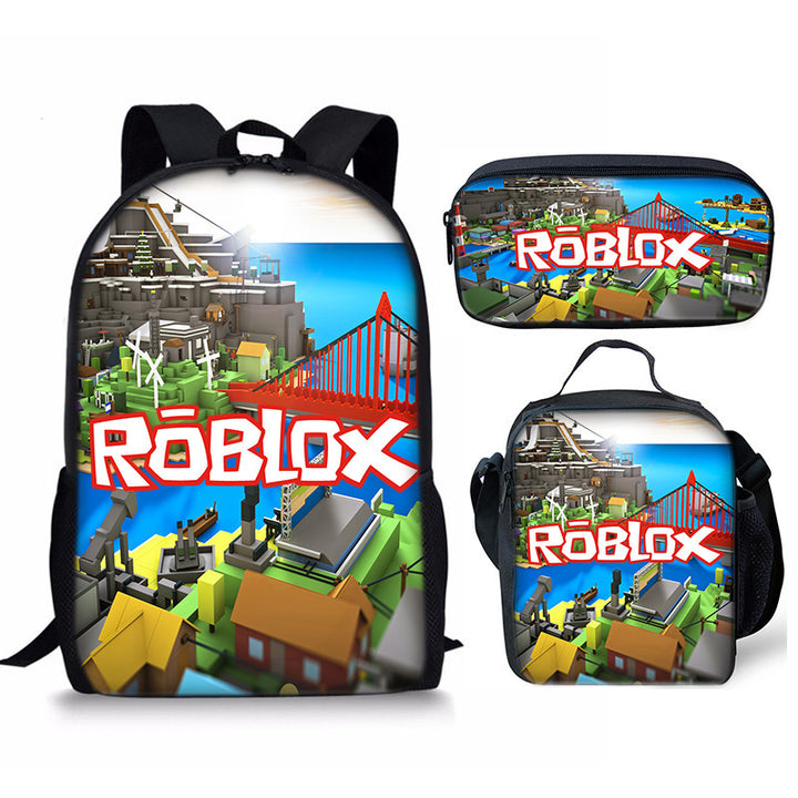 Roblox theme schoolbag students backpack 3pcs set