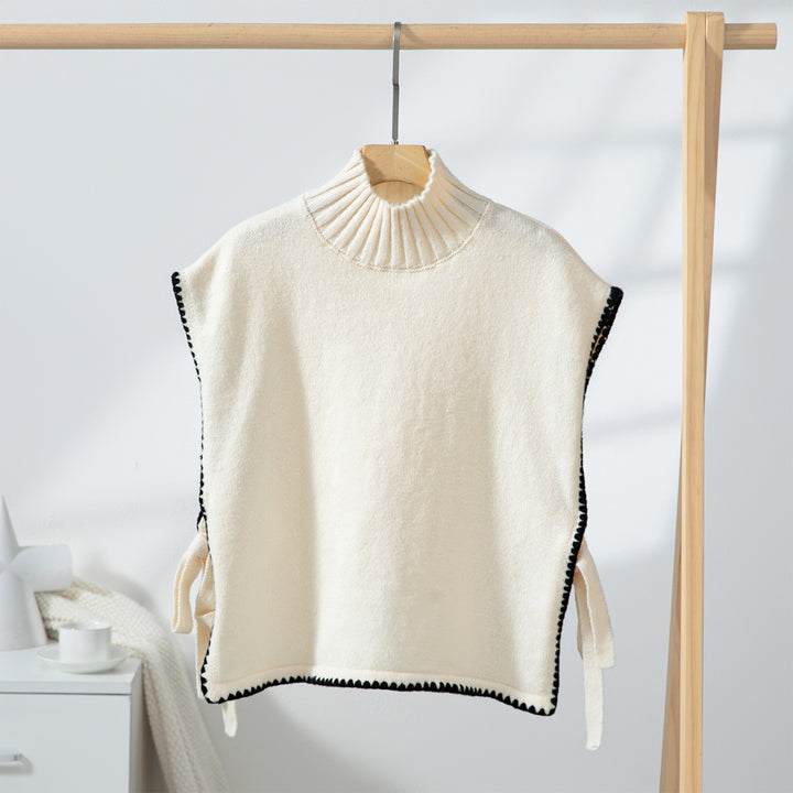 Women's Knitted Sleeveless Vest with Bow Tie