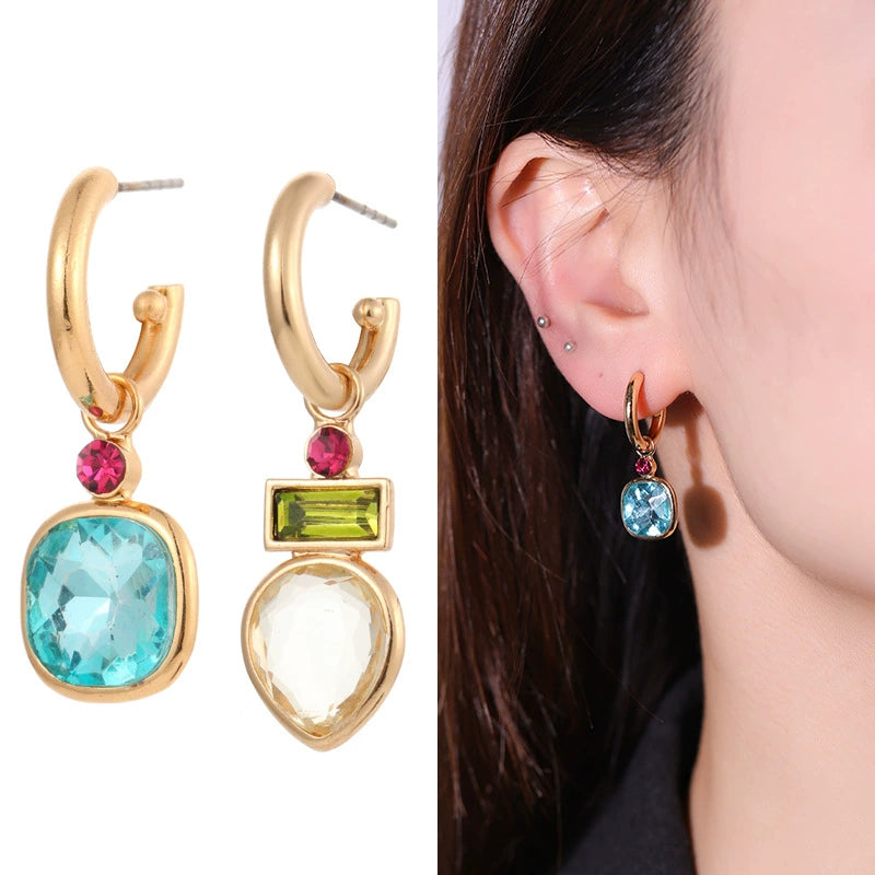 Crystal diamond hoops earrings geometric earrings for women