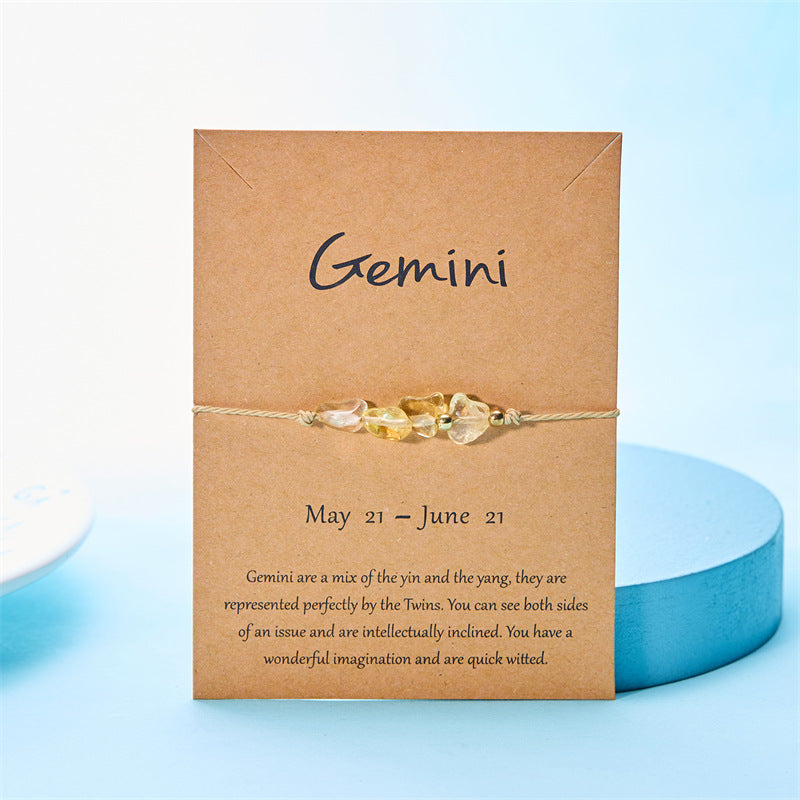 12 Zodiac Signs Natural Stone Hand-woven Bracelet