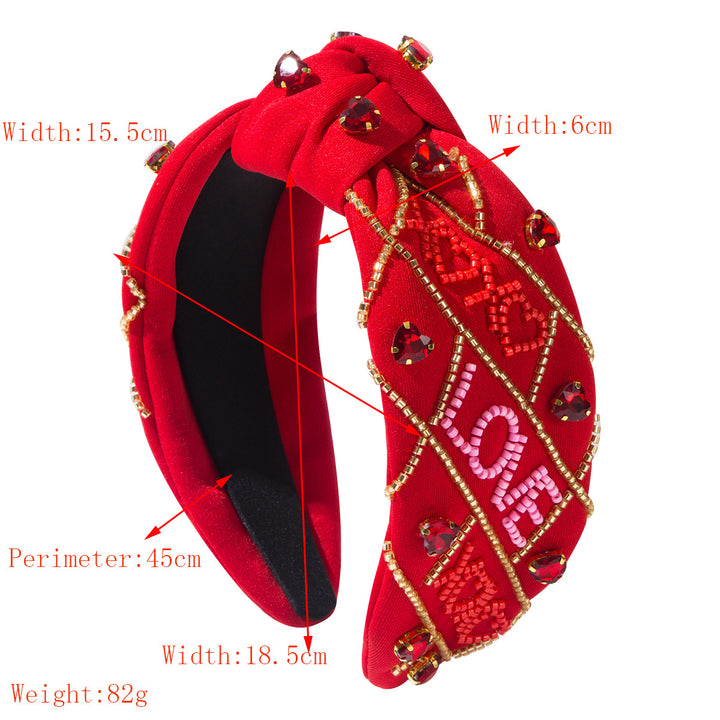 Valentine's day Hand-sewn xoxo LOVE beaded Headband