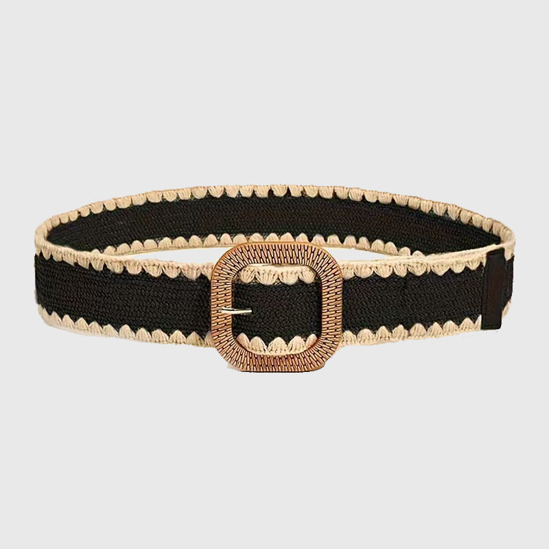 Boho hollow woven straw belt for women