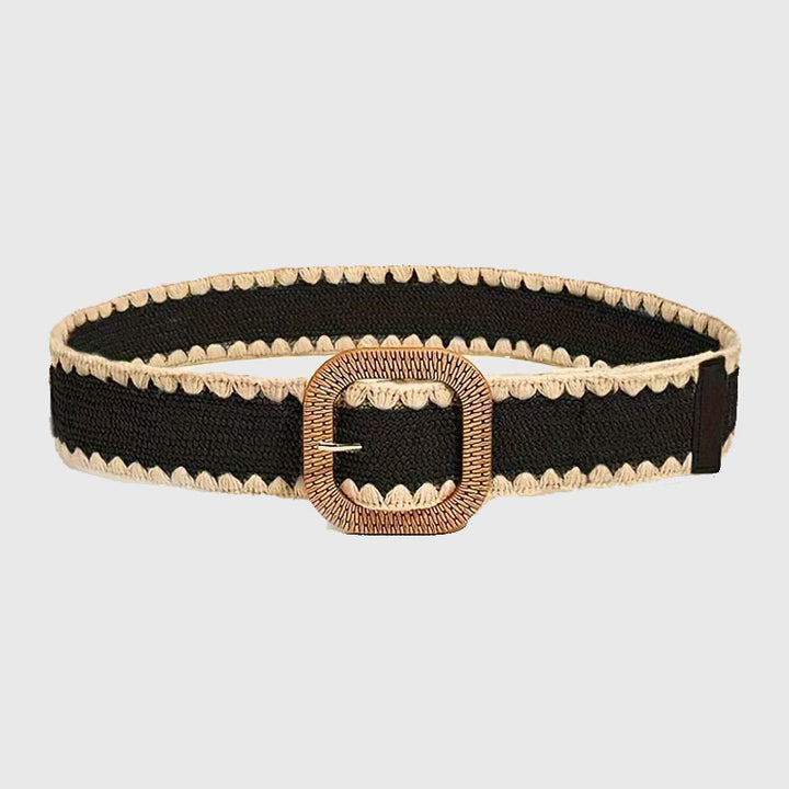 Boho hollow woven straw belt for women