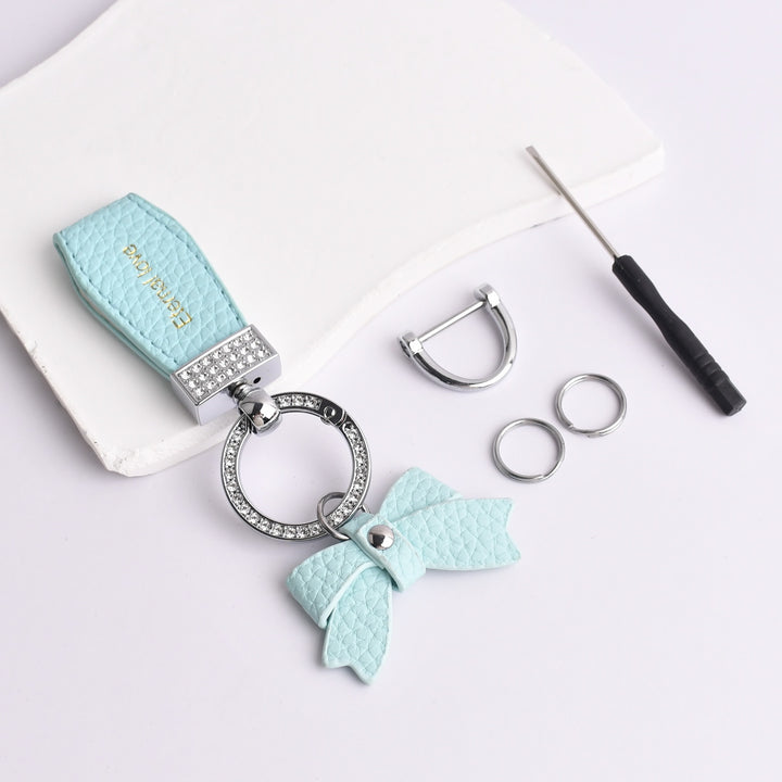 Bow diamond keychain ladies bag decorations pendant