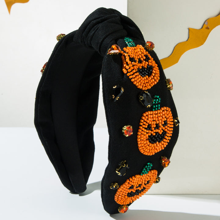 Handmade Rice Beads Cute Pumpkin Ghost Headband for Halloween