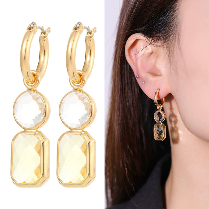 Crystal diamond hoops earrings geometric earrings for women