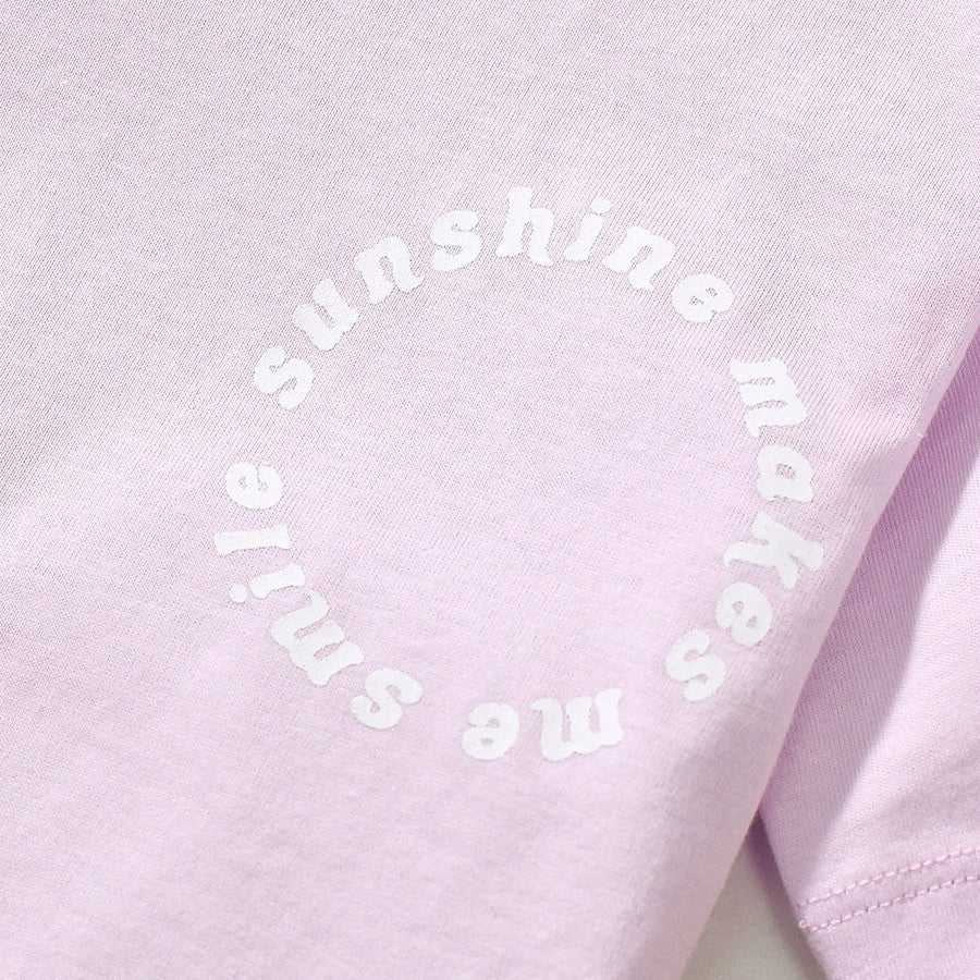 Girl's "Sunshine Makes Me Smile" Letter Print Tee with Shorts Set