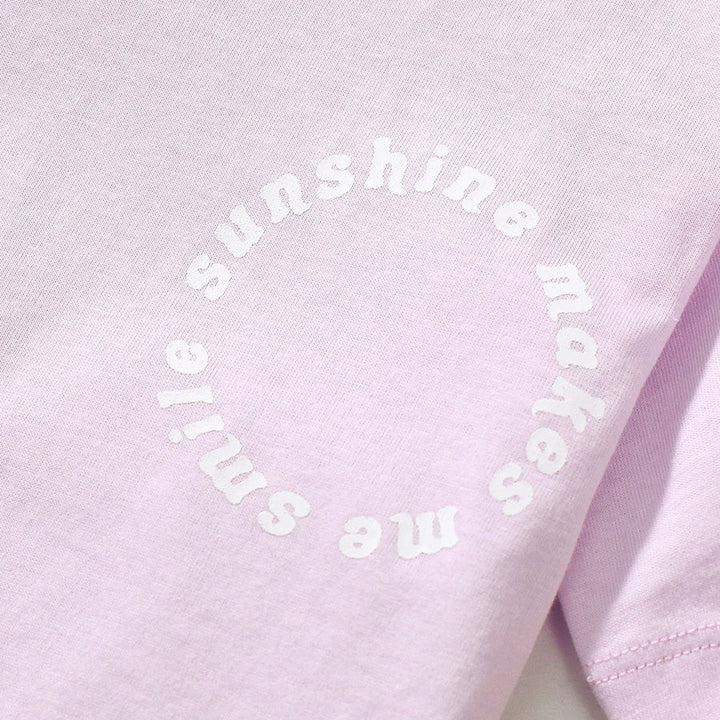 Girl's "Sunshine Makes Me Smile" Letter Print Tee with Shorts Set