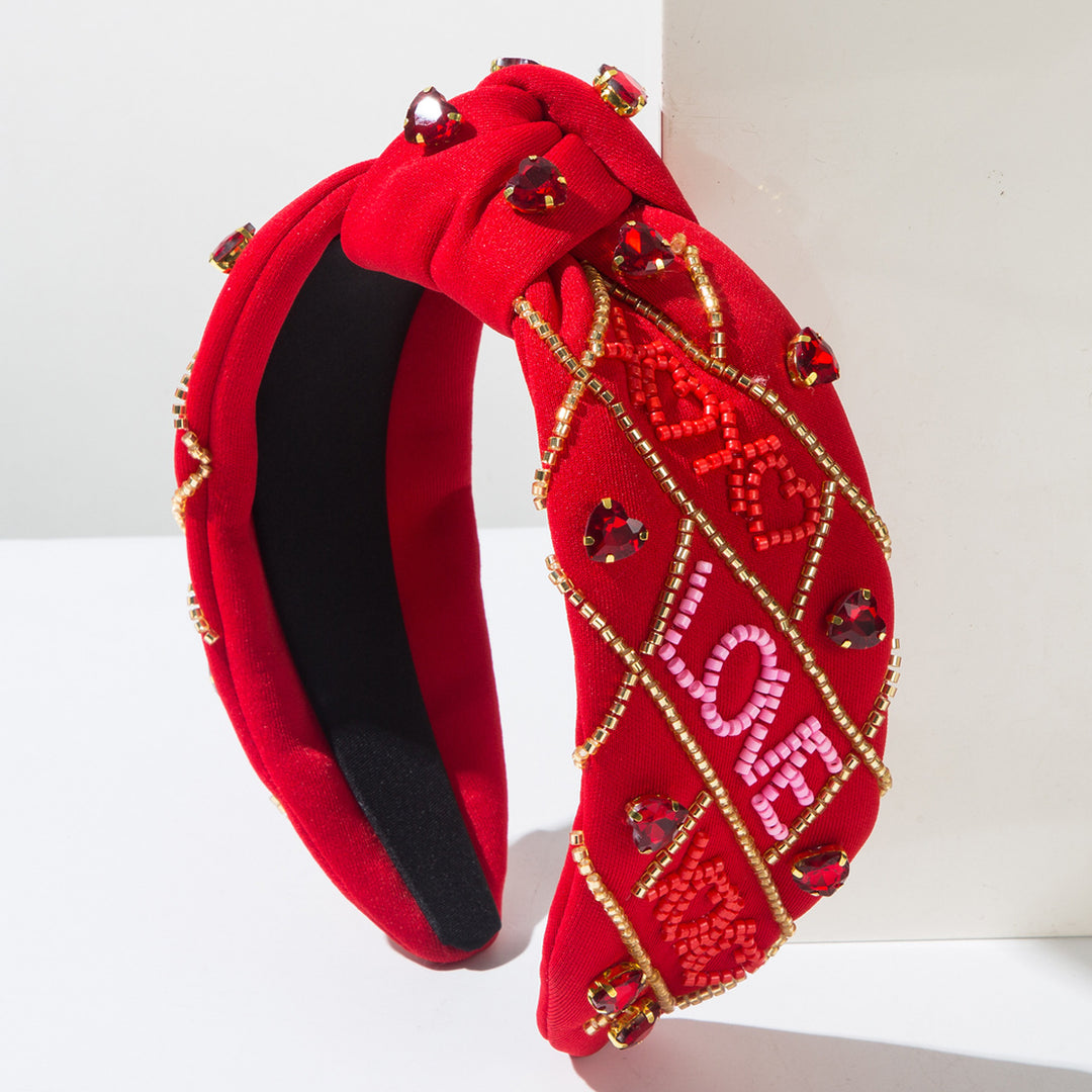 Valentine's day Hand-sewn xoxo LOVE beaded Headband