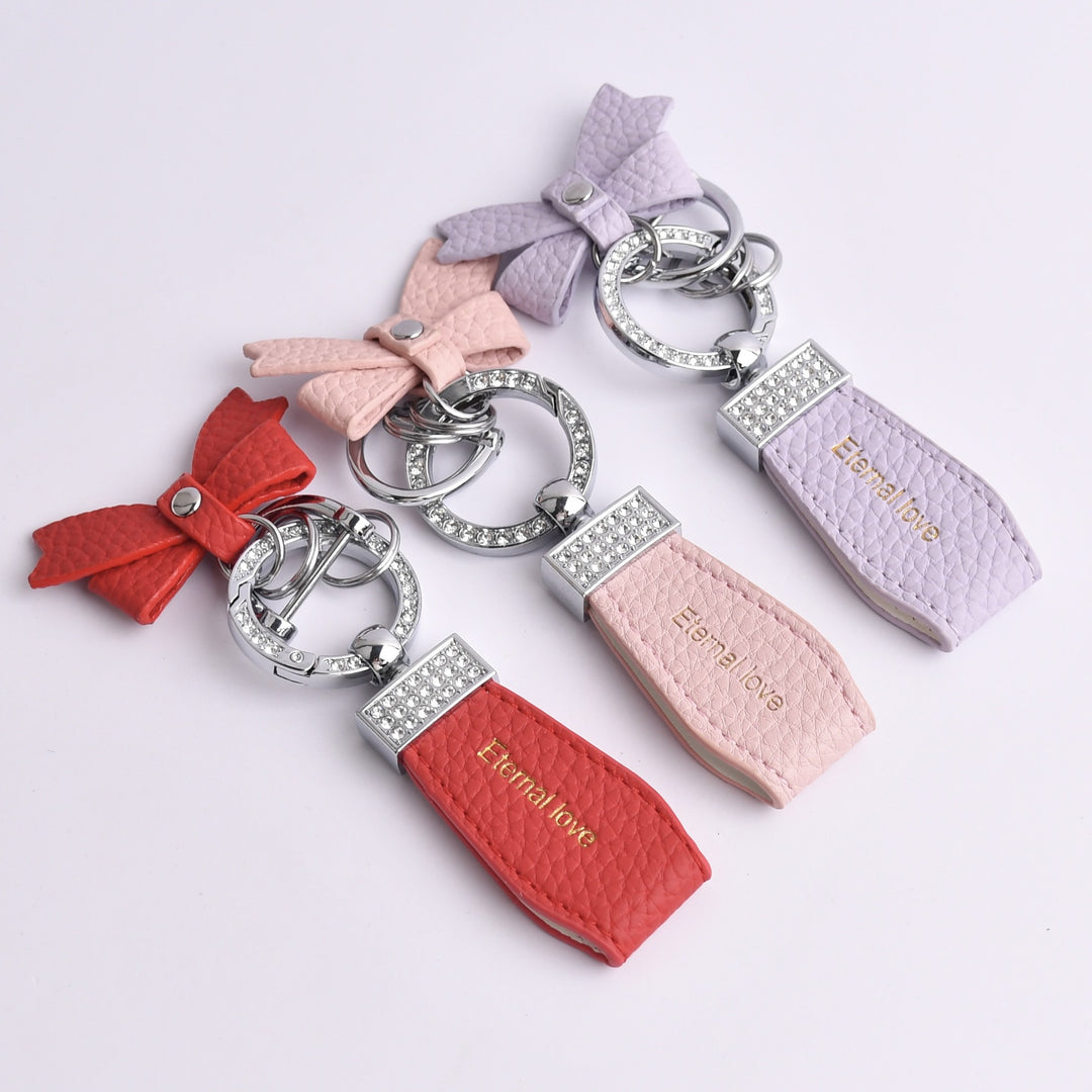 Bow diamond keychain ladies bag decorations pendant