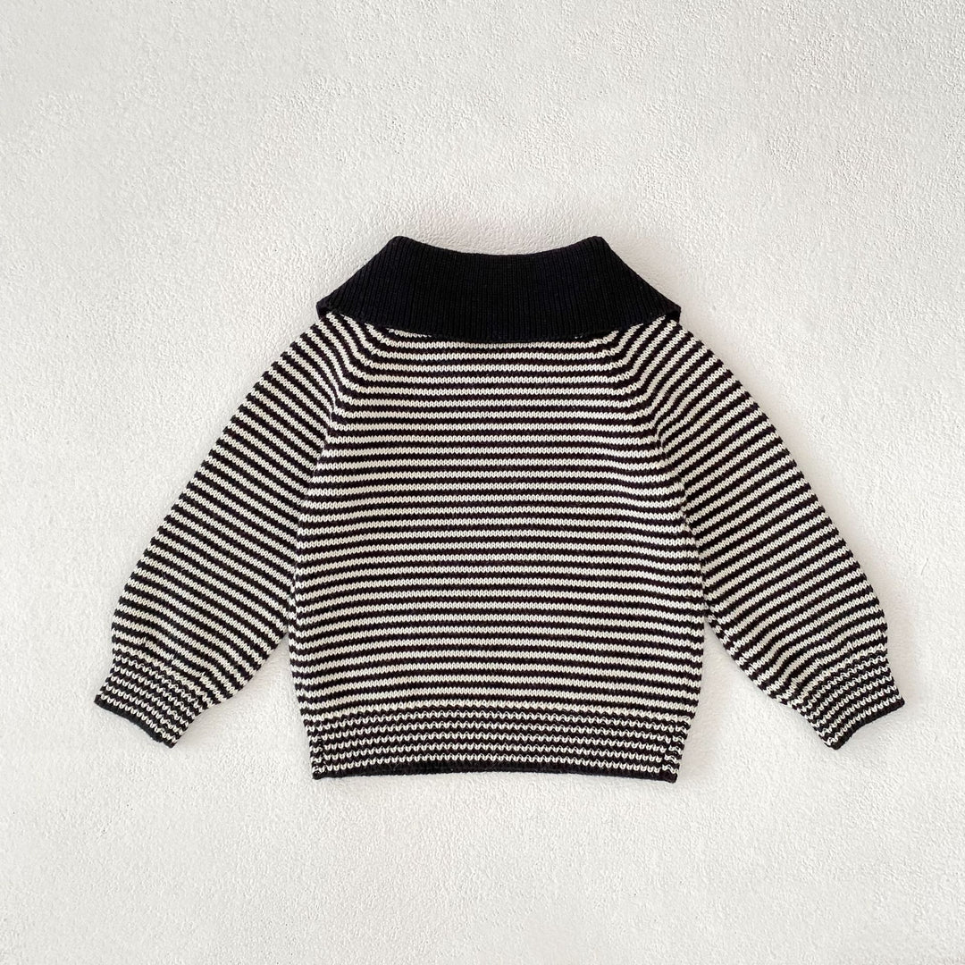 Baby Boys striped POLO lapel knitted sweater