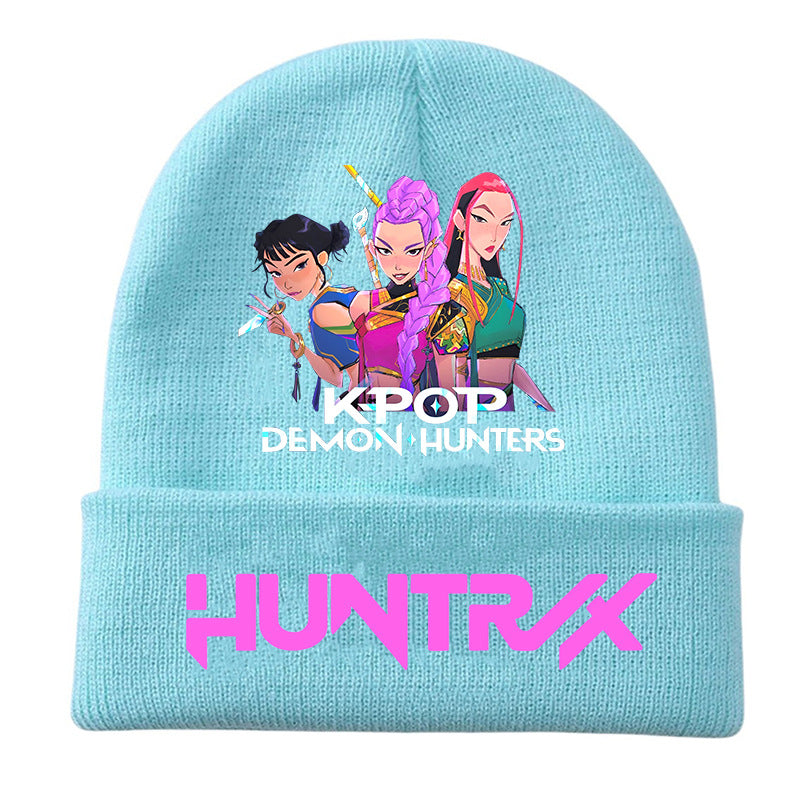 Kpop Demon Hunters knitted beanie hat-blue