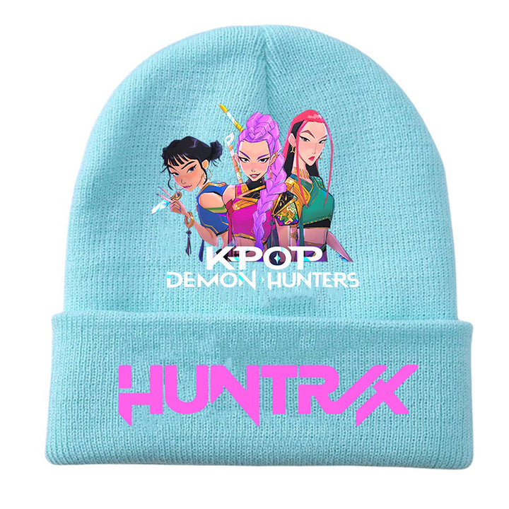 Kpop Demon Hunters knitted beanie hat-blue