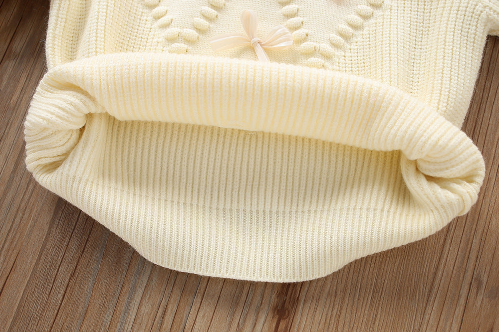 Sweet bowknot knitted sweater&skirt 2pcs set for girls