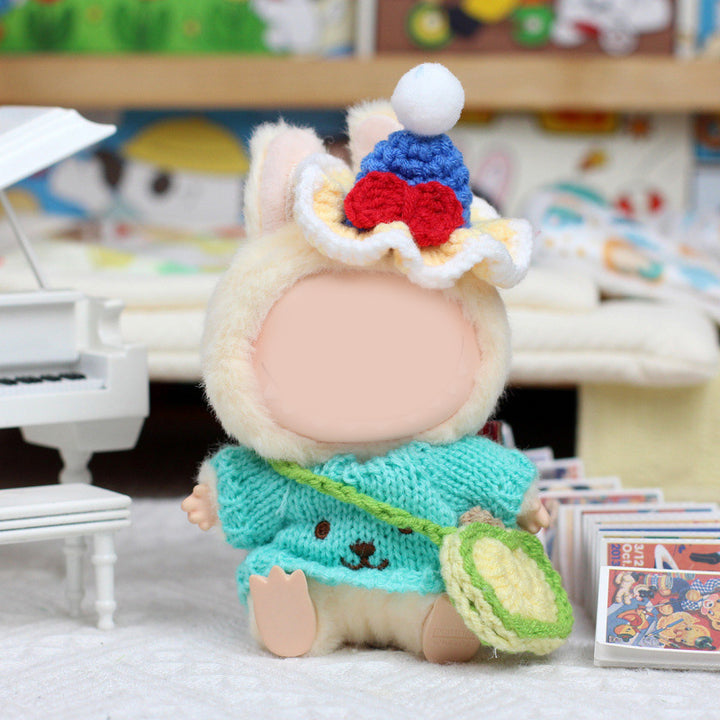 Handmade crochet Labubu sweater knitted hat&bag 3pcs set