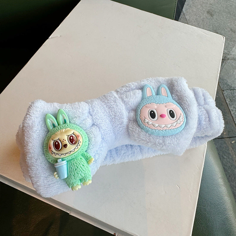 Cute labubu monster wash SPA headband makeup headband