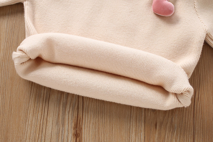 Valentine's love heart knitted sweater&cake skirt 2pcs set