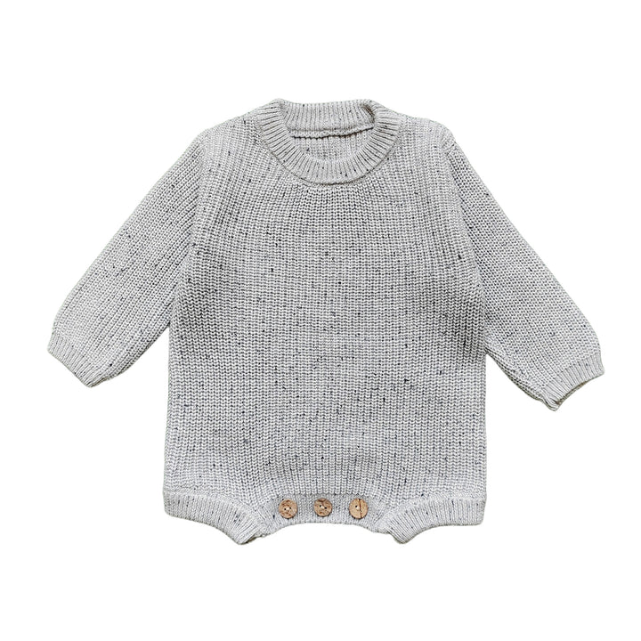 Personalized Hand-Embroidered Knit Baby Romper