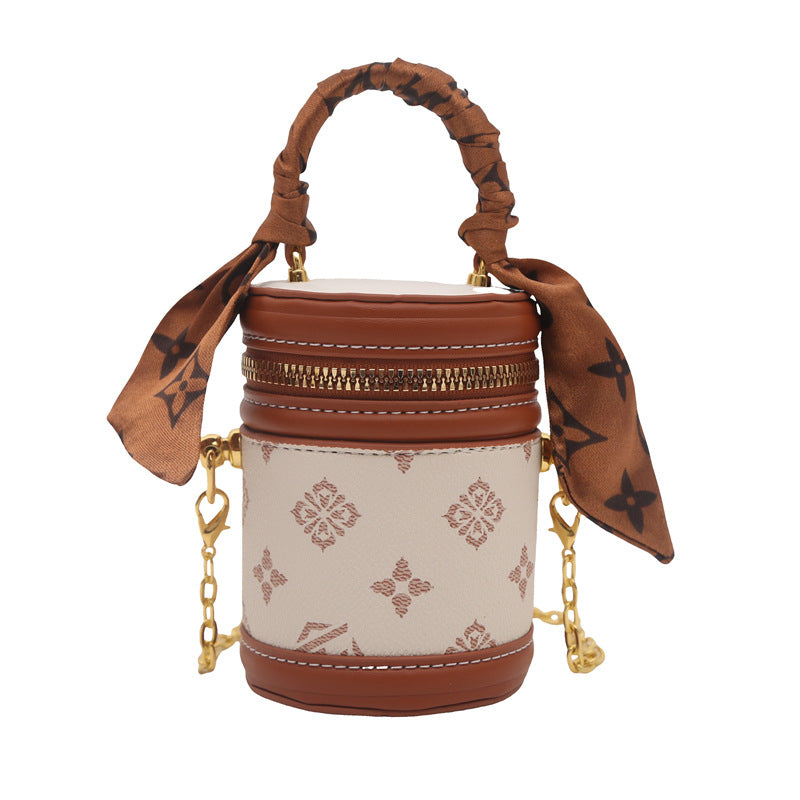 Mini silk scarf deco handbag chain crossbody bag