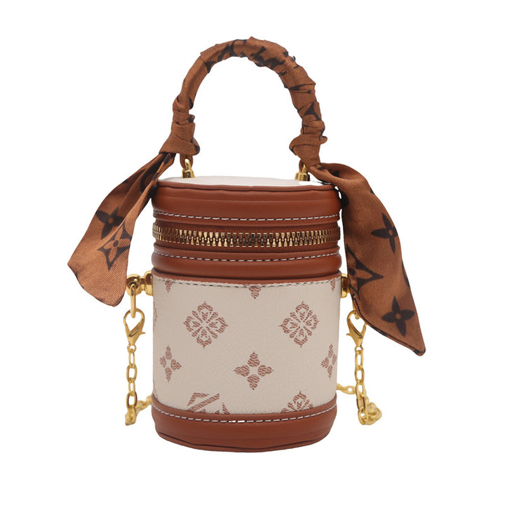 Mini silk scarf deco handbag chain crossbody bag