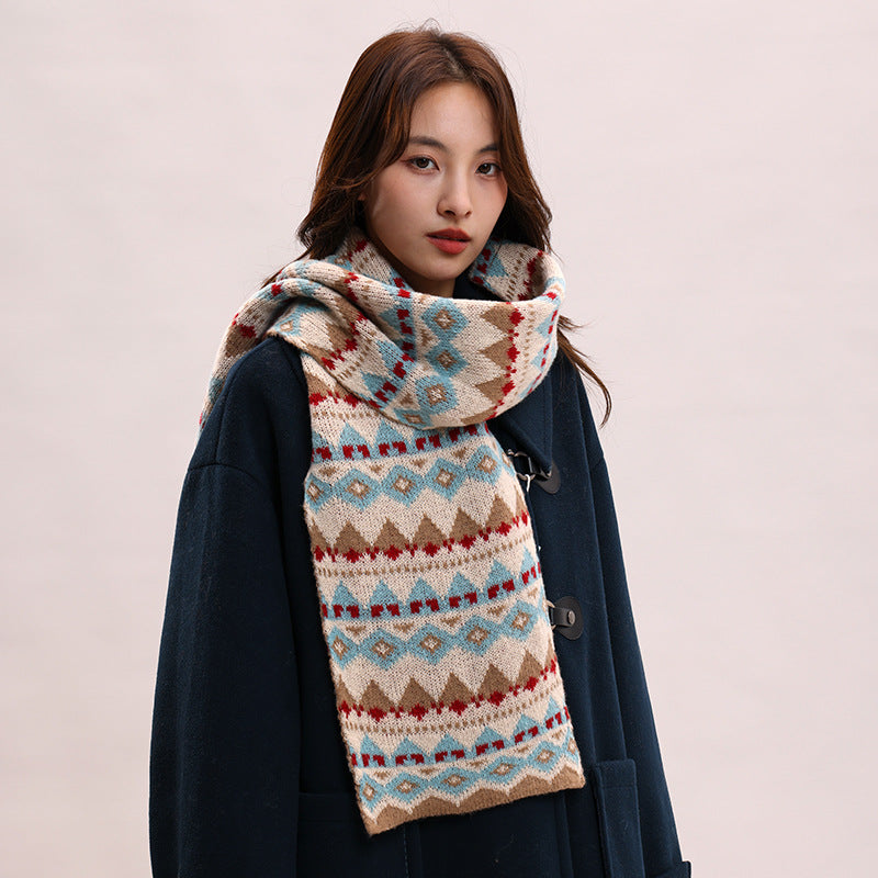 Classic retro jacquard warm windproof  scarf