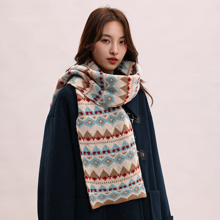 Classic retro jacquard warm windproof  scarf